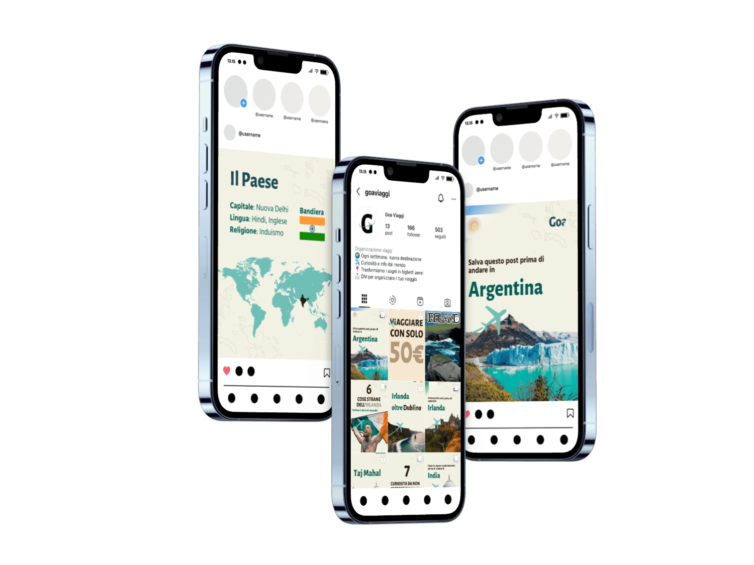 Mockup progetto goa: social travel brand